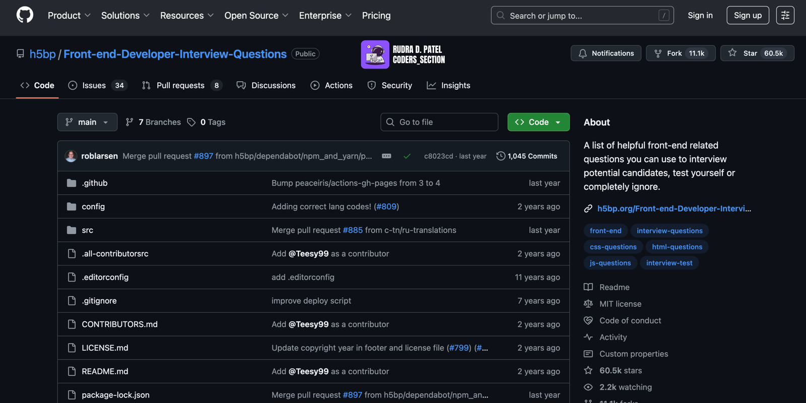 Visual for Frontend Interview Questions repo.